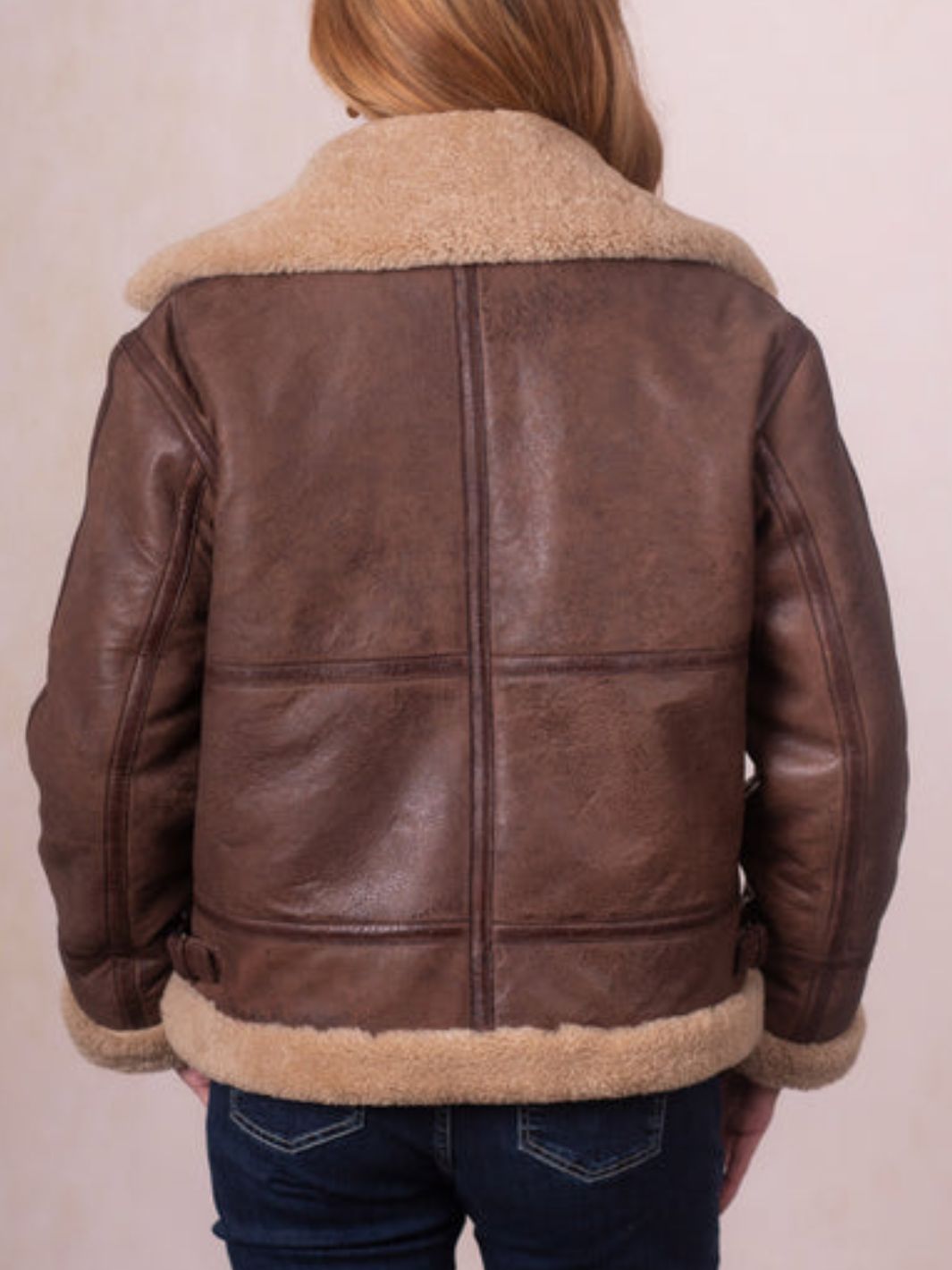Brown Shearling Bomber Jacket