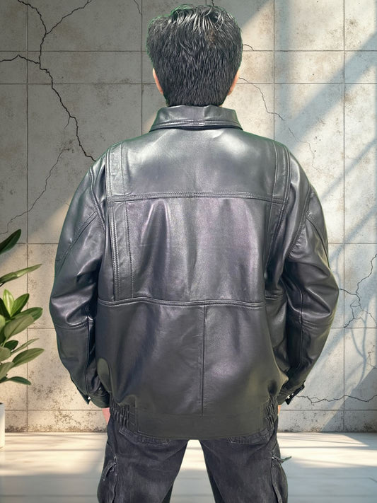 Oversized Retro Leather Jacket