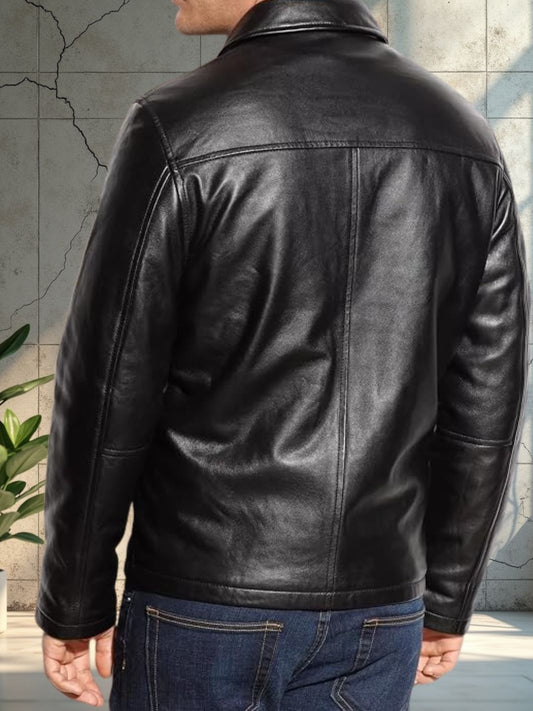 Blouson en cuir d'agneau Reeves pour homme