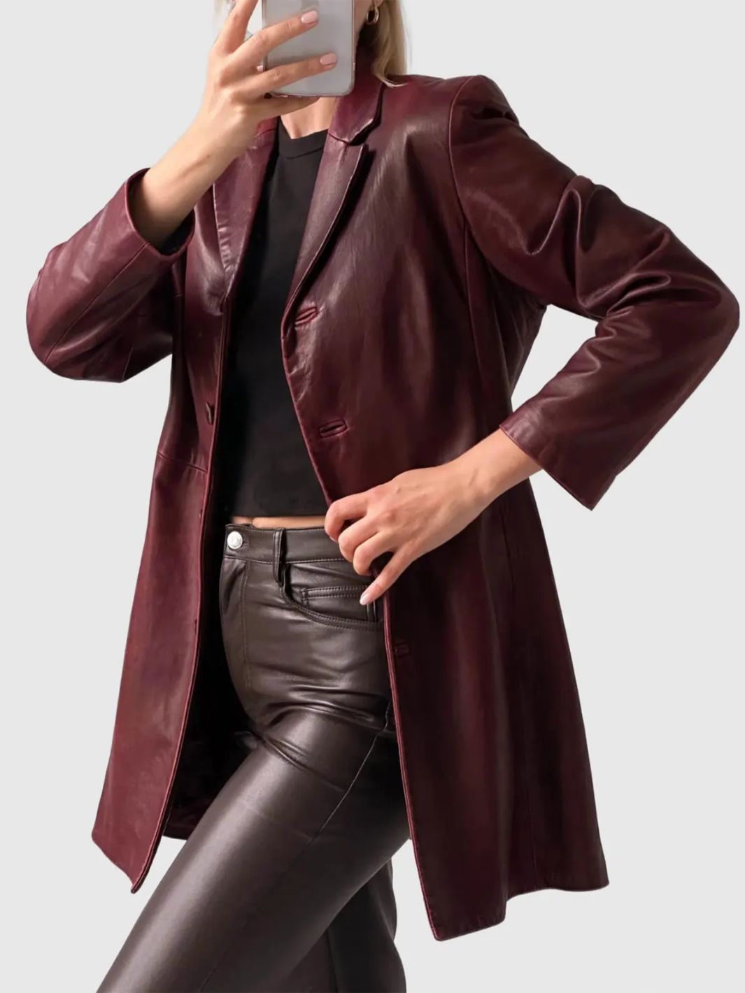 Damen-Leder-Autocoat