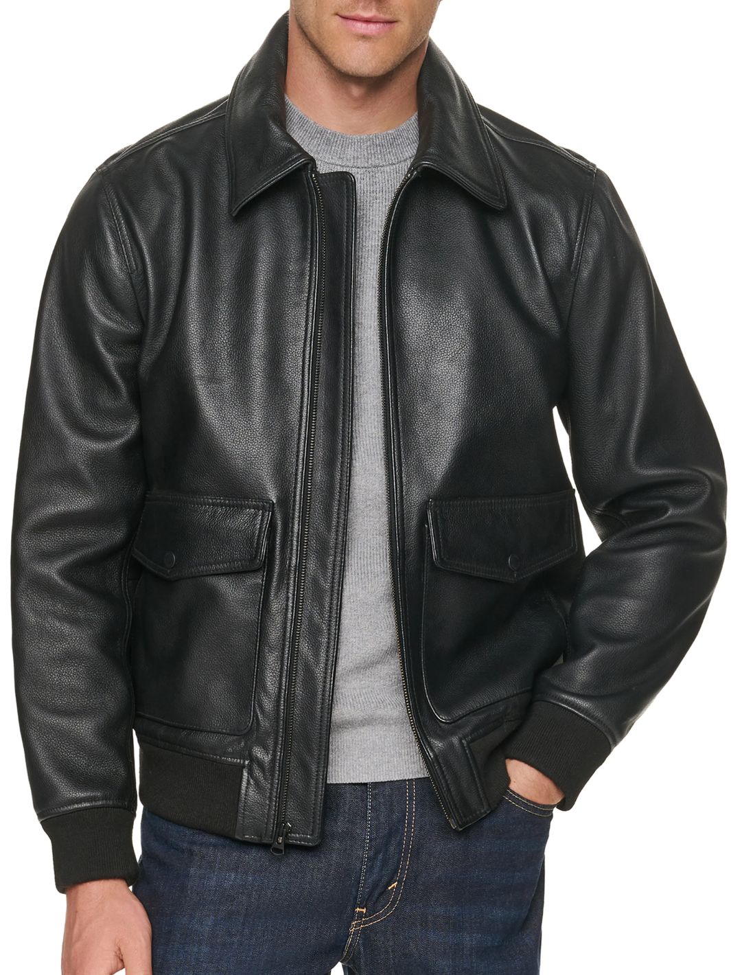 Aviator Leather Jacket (Pebbled Leather)