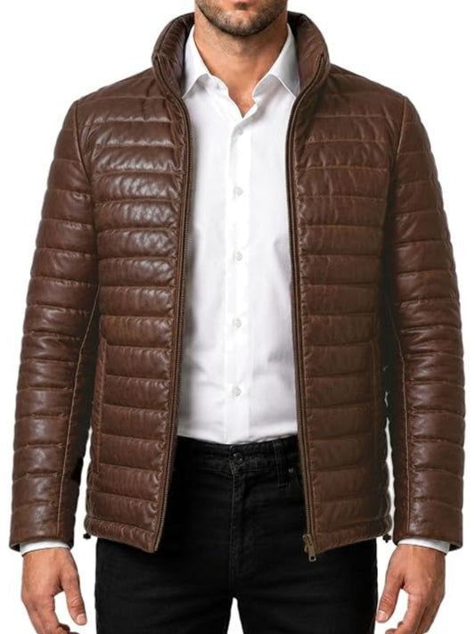 Classic Leather Puffer Jacket