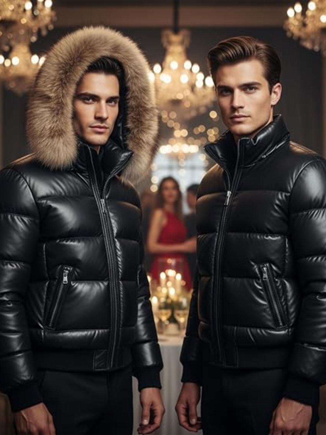 Winter Puffer Jacket for Men & Women with Faux Fur Hood
