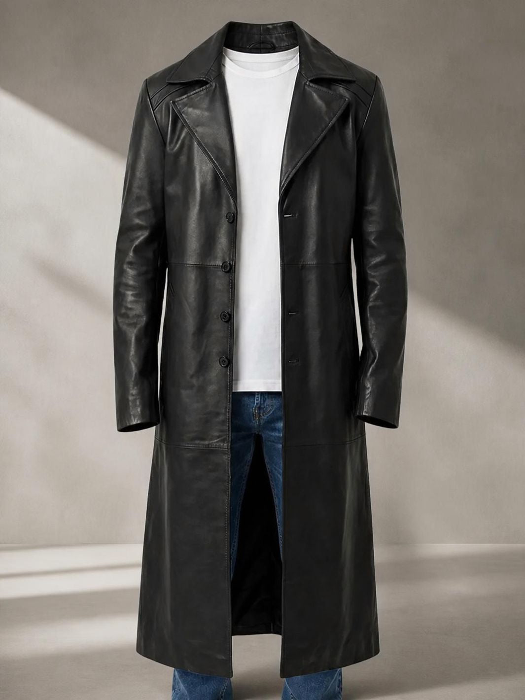 Men's Full-Length Leather Coat