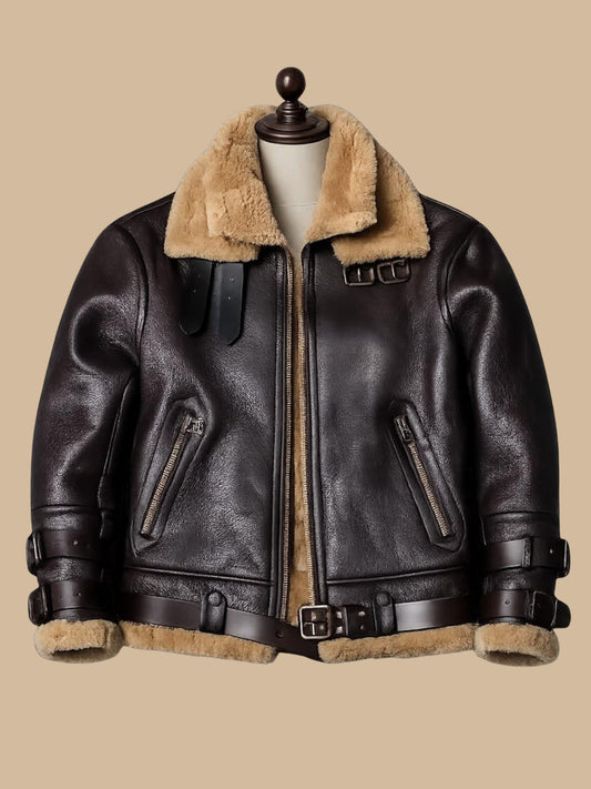 Brown B-3 Shearling Bomber Flight Jacket