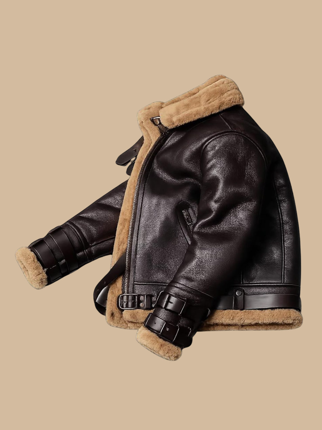 Brown B-3 Shearling Bomber Flight Jacket