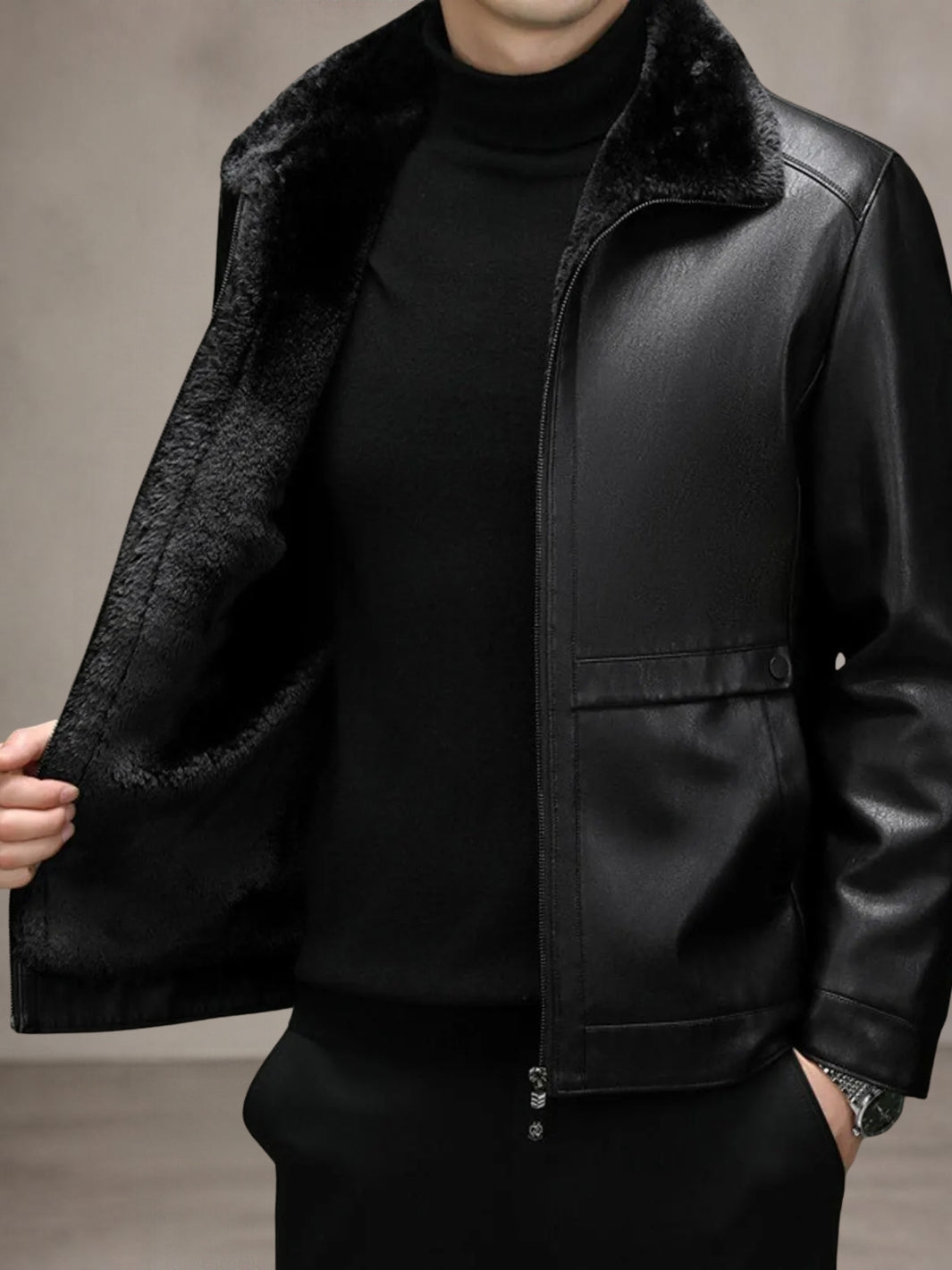 Shearling Lined Leather Jacket