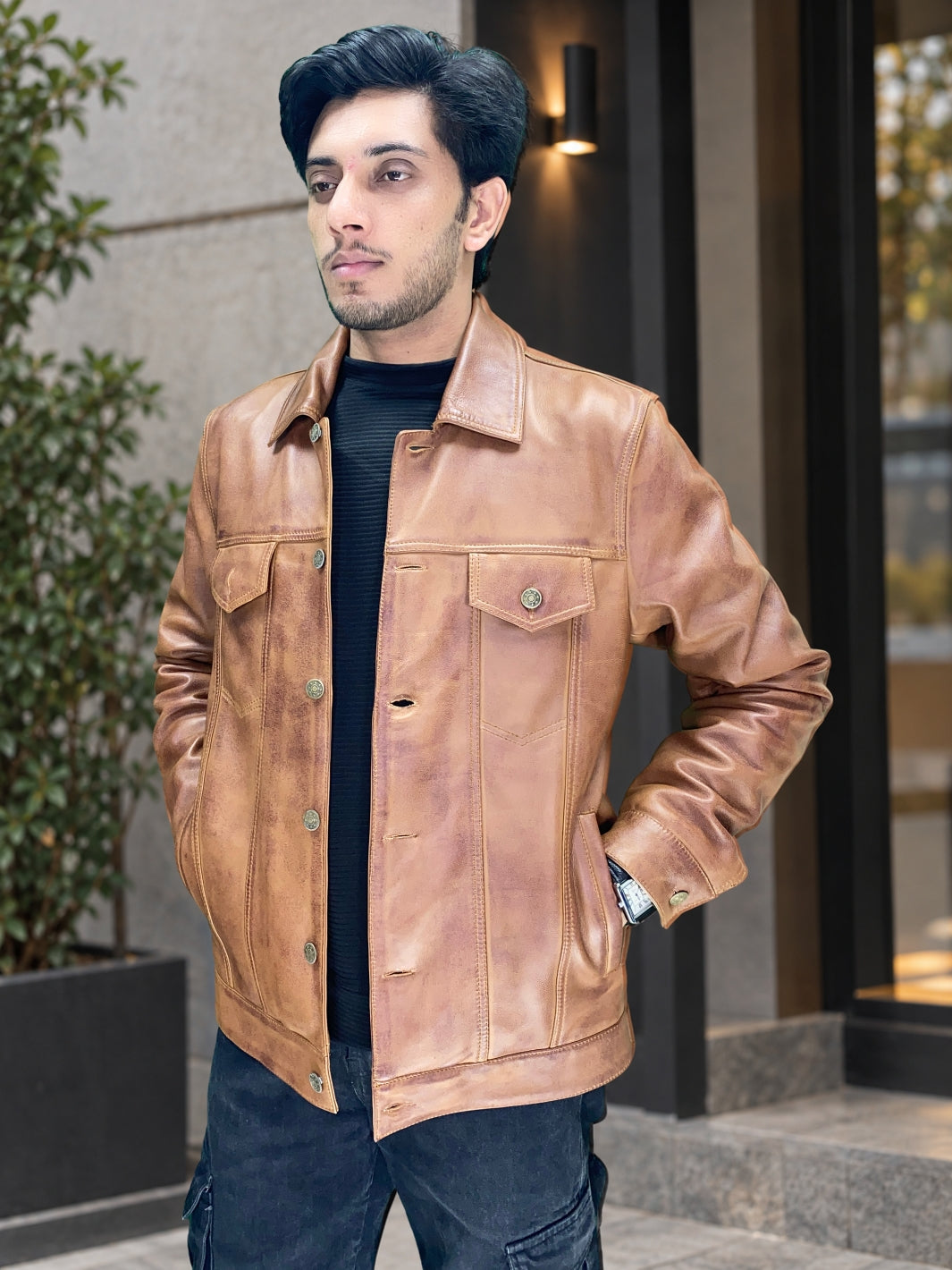 Classic Trucker Leather Jacket