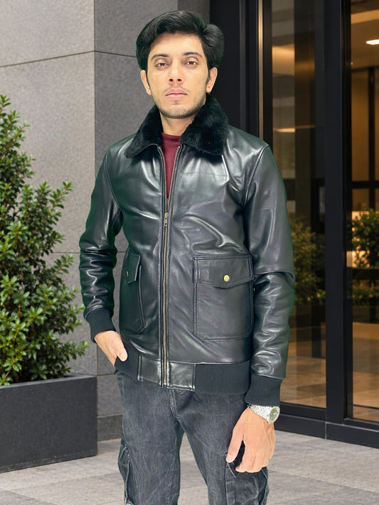 A2 Flight Jacket with Real Sheepskin Collar