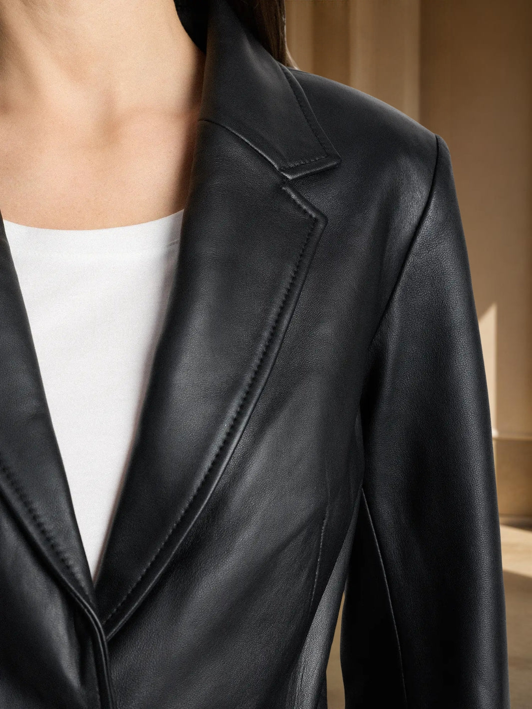 Women's Two-Button Leather Blazer