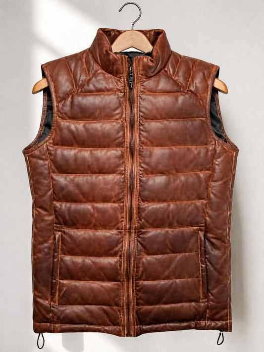 Leather Puffer Vest