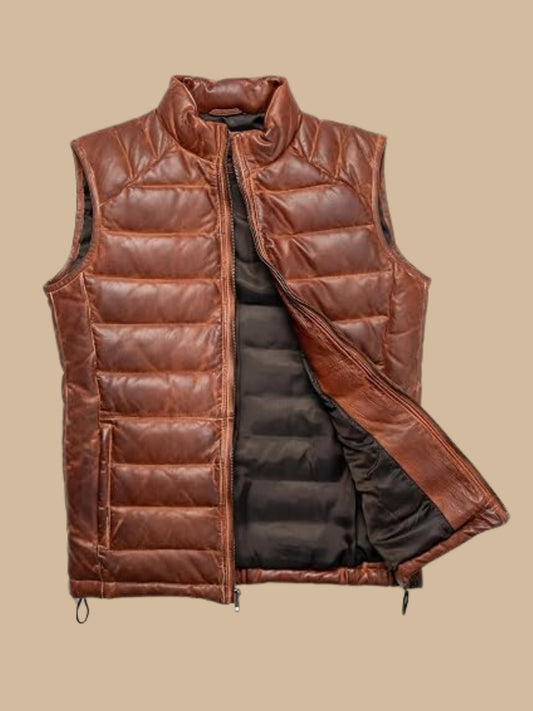 Leather Puffer Vest