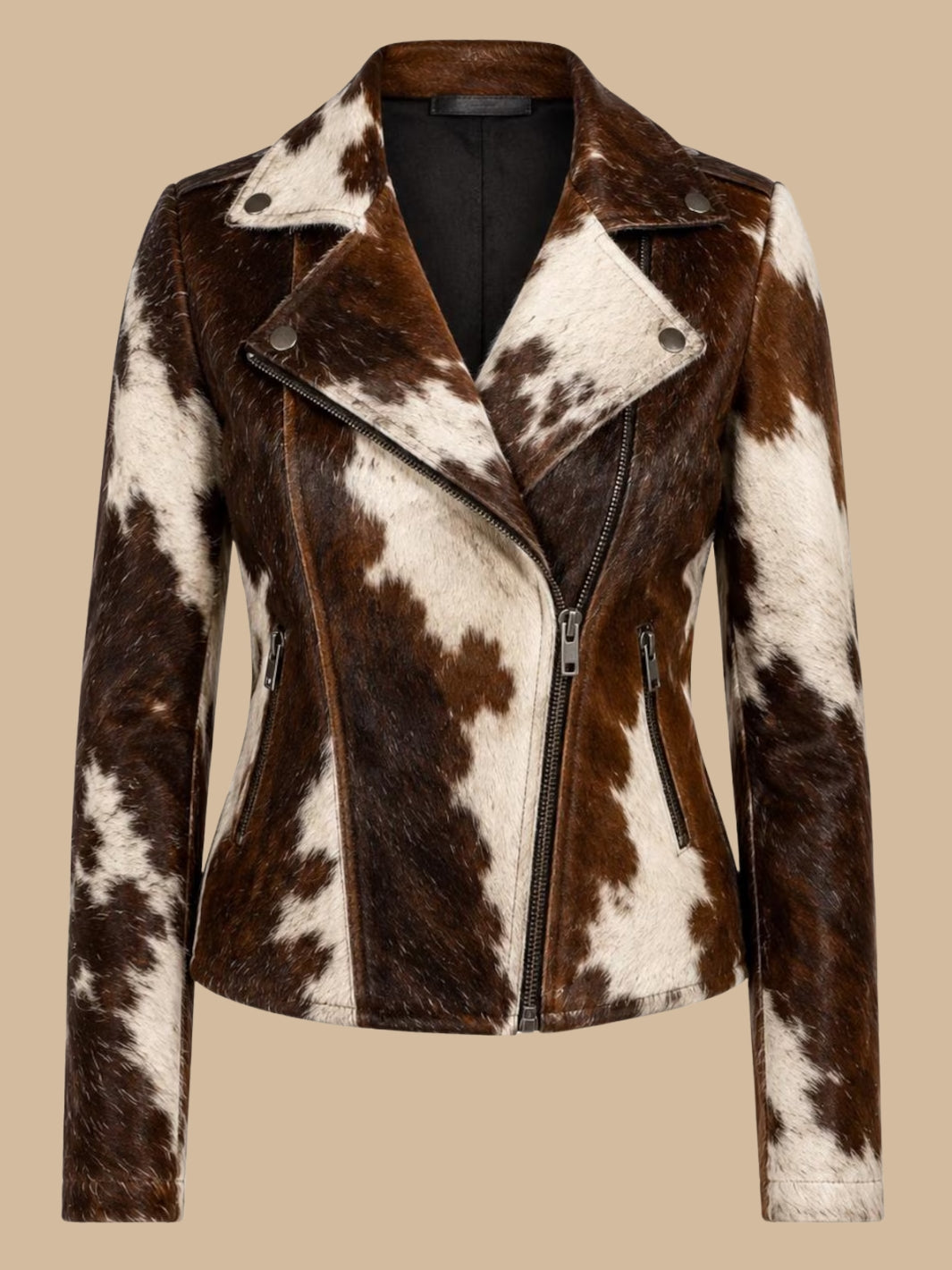 Hair On Cowhide Asymmetrical Biker Jacket