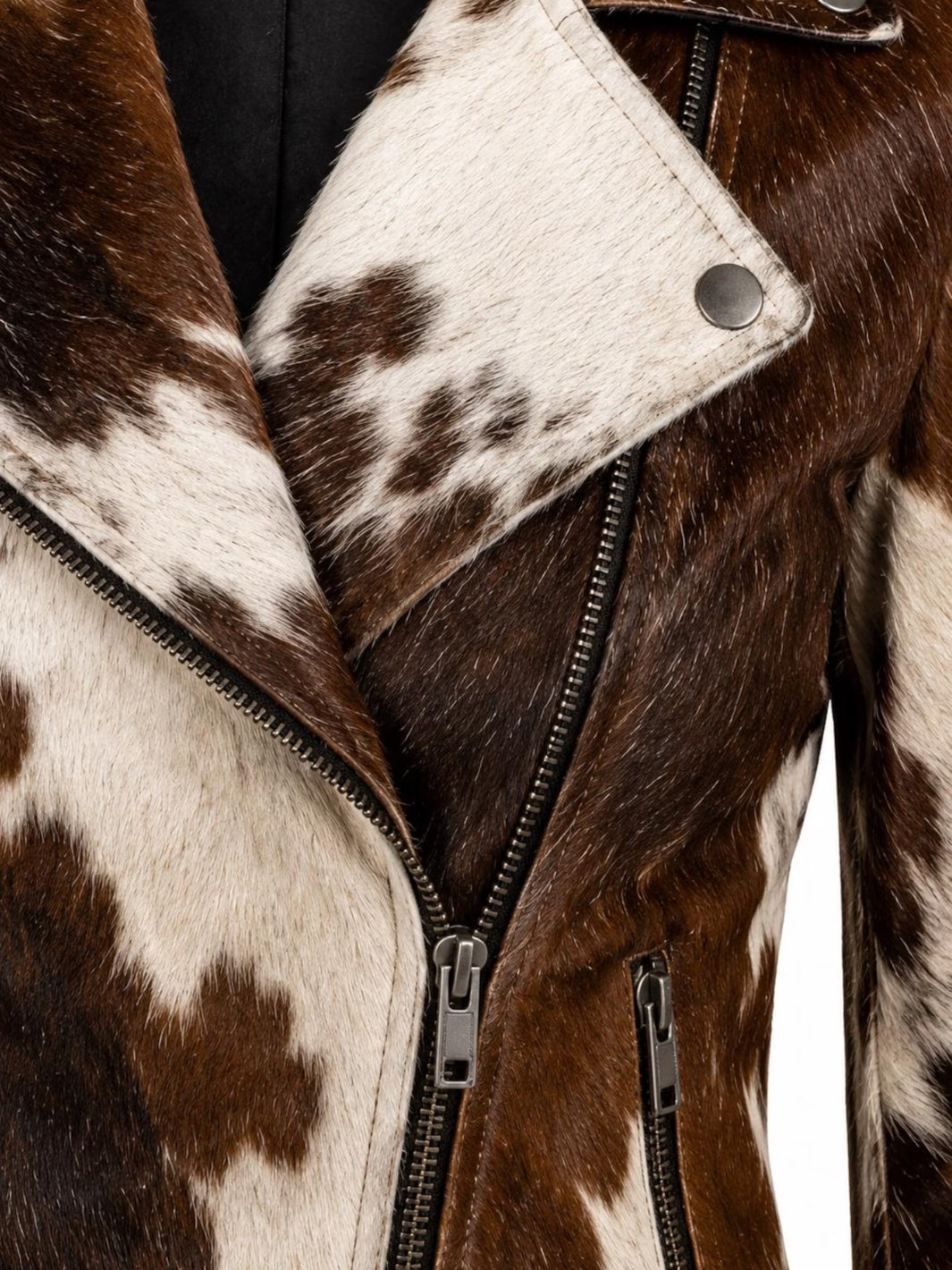 Hair On Cowhide Asymmetrical Biker Jacket