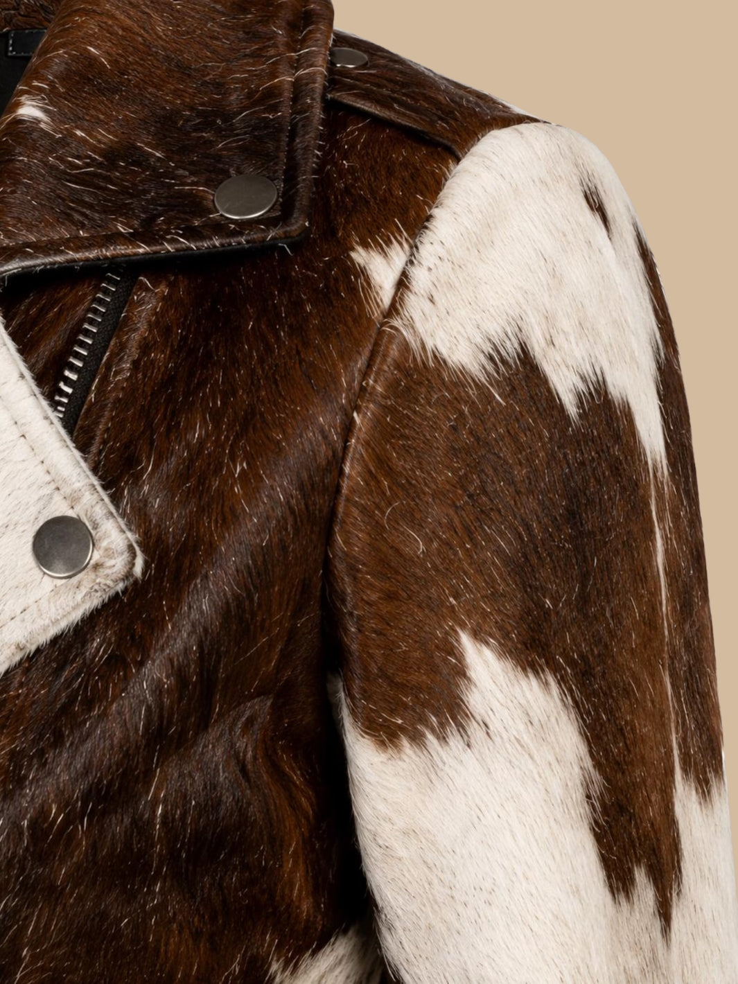 Hair On Cowhide Asymmetrical Biker Jacket