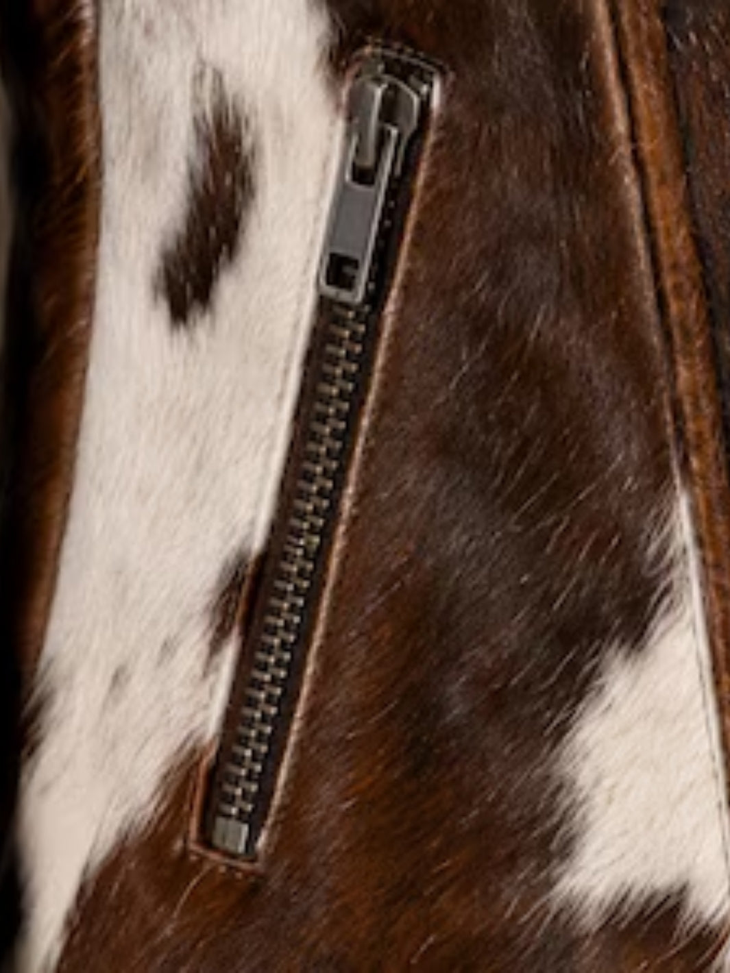 Hair On Cowhide Asymmetrical Biker Jacket