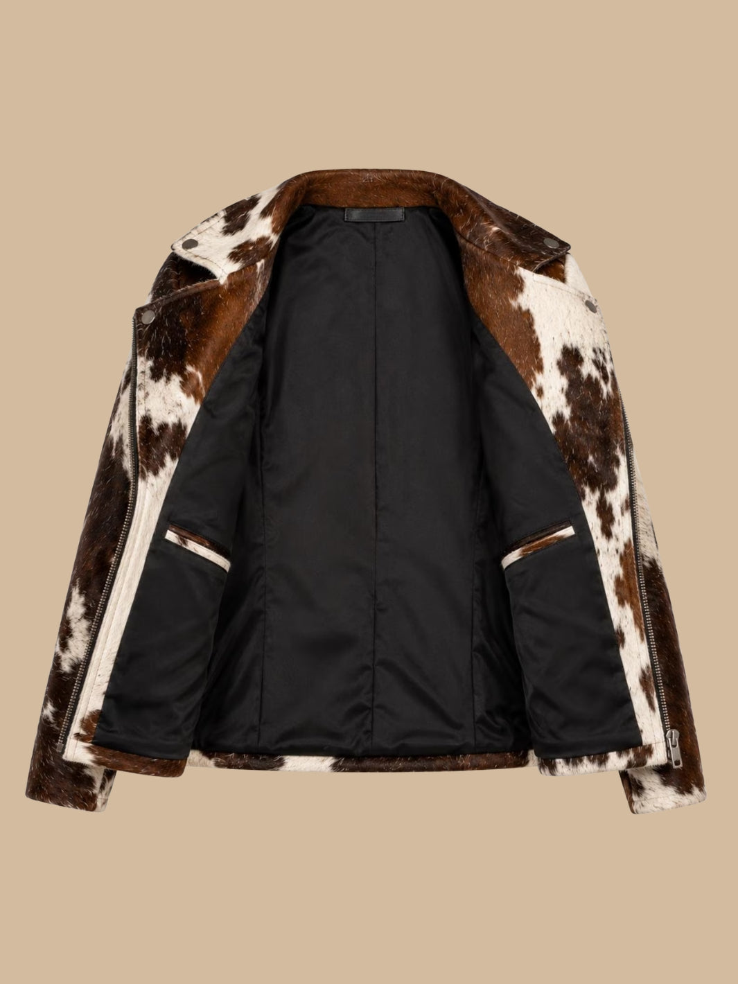 Hair On Cowhide Asymmetrical Biker Jacket