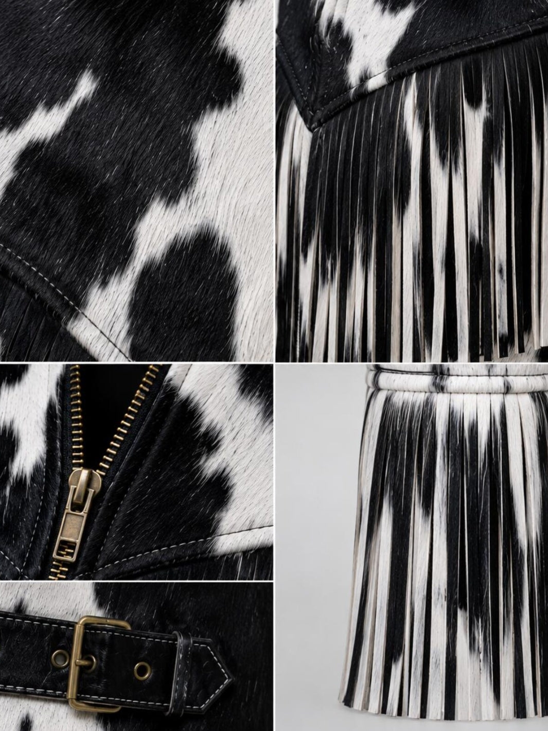 Hair On Cowhide Leather Fringe Jacket