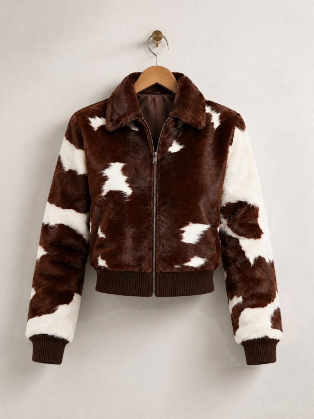 Hair On Hide Cowhide Leather Bomber Jacket
