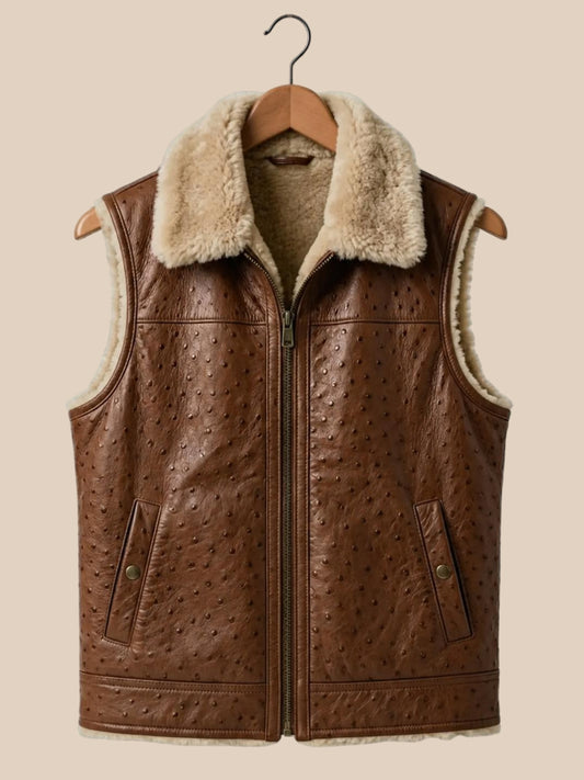 Leather Vest with Shearling Lining