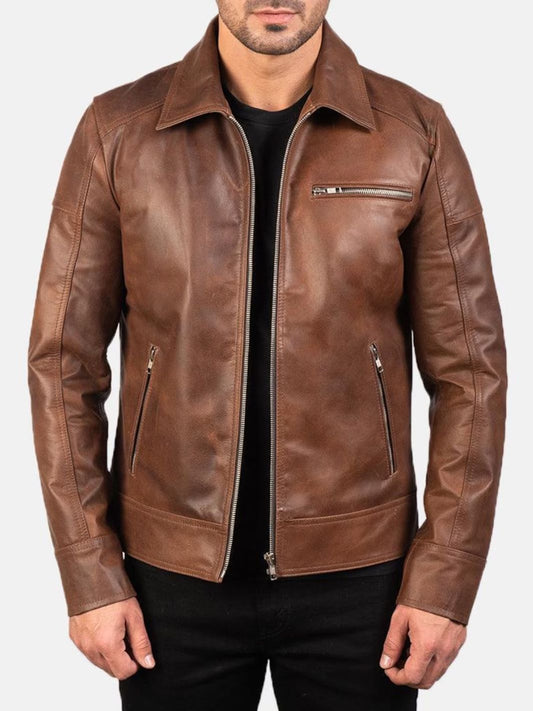 Herren Leder Bomberjacke | Oversized Jacke im Vintage-Stil mit Reißverschluss