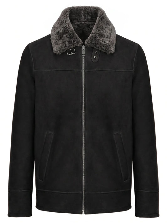 Harrington Suede Leather Jacket - Fully Lined with Artificial Fur