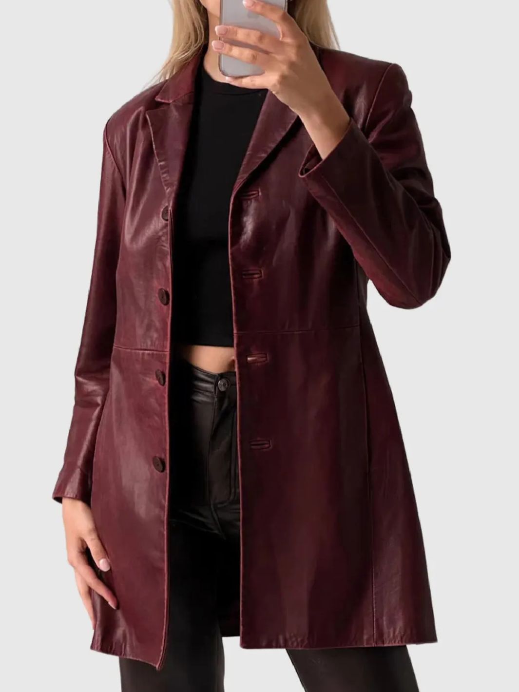 Damen-Leder-Autocoat