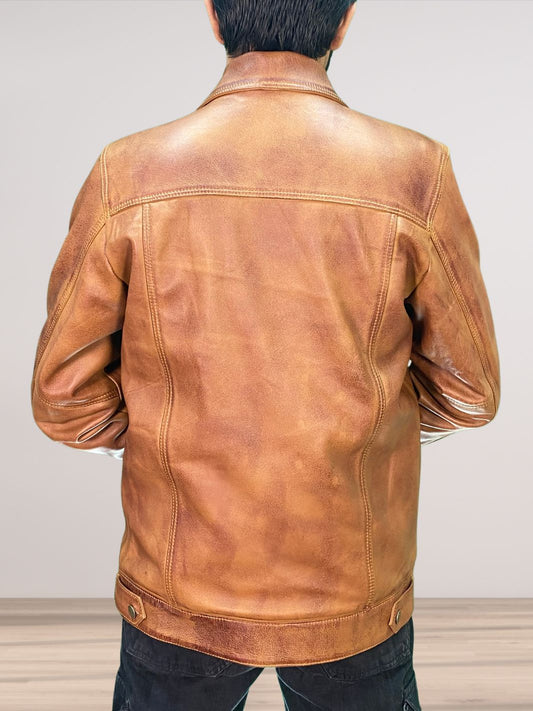 Braune Wachs-Truckerjacke