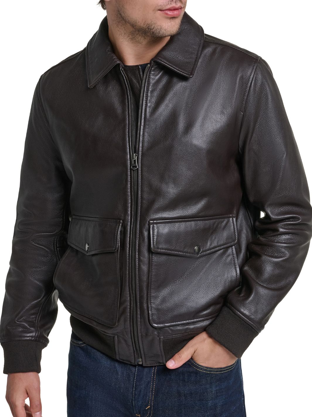 Aviator Leather Jacket (Pebbled Leather)