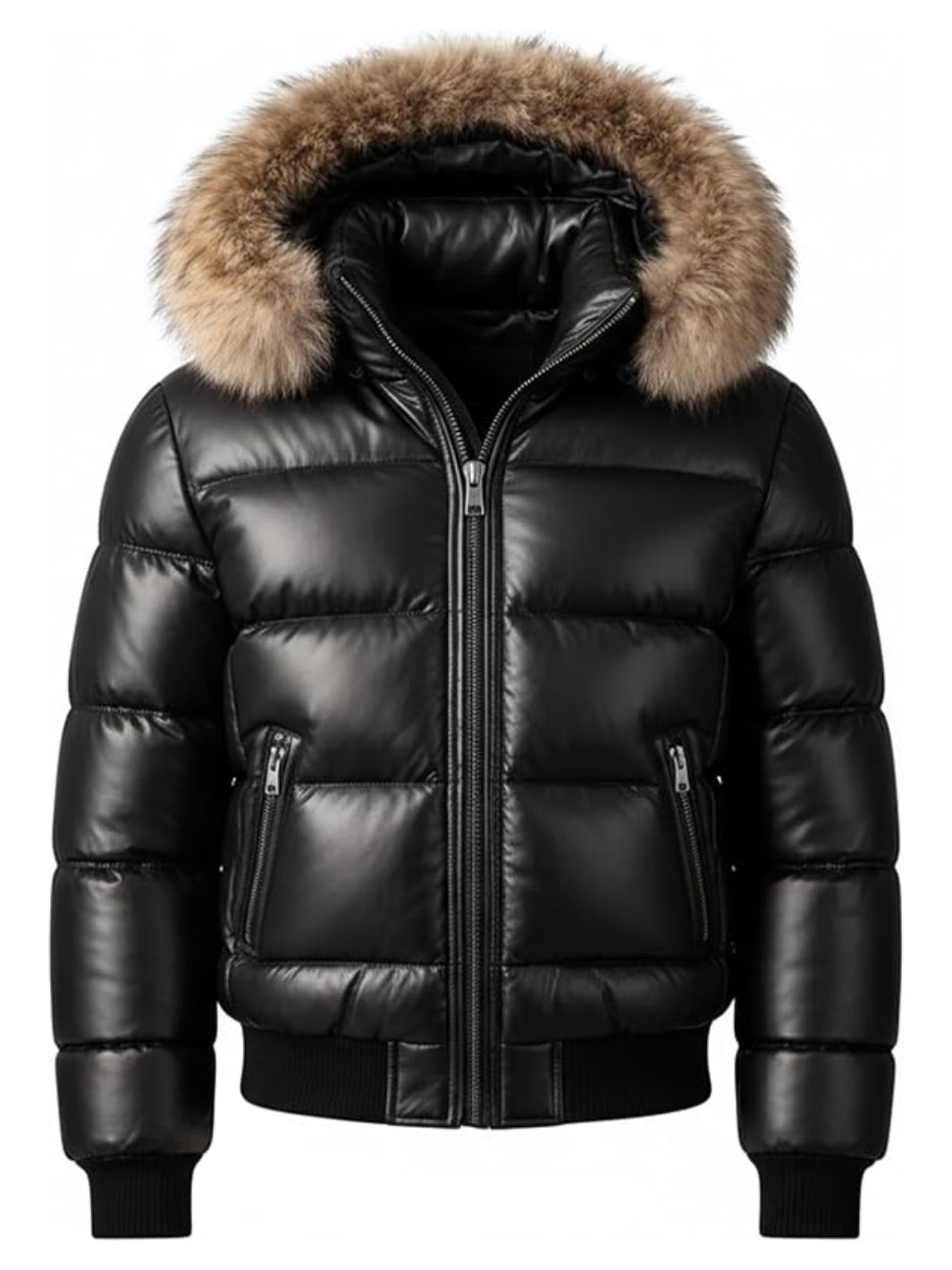 Winter Puffer Jacket for Men & Women with Faux Fur Hood