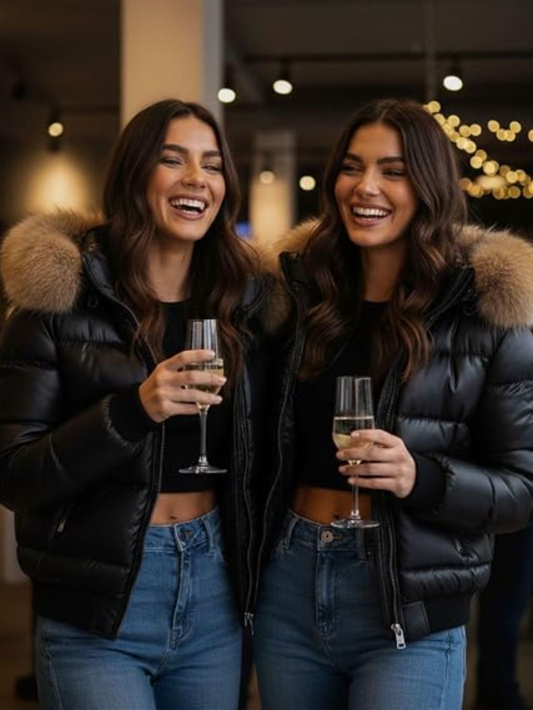 Winter Puffer Jacket for Men & Women with Faux Fur Hood