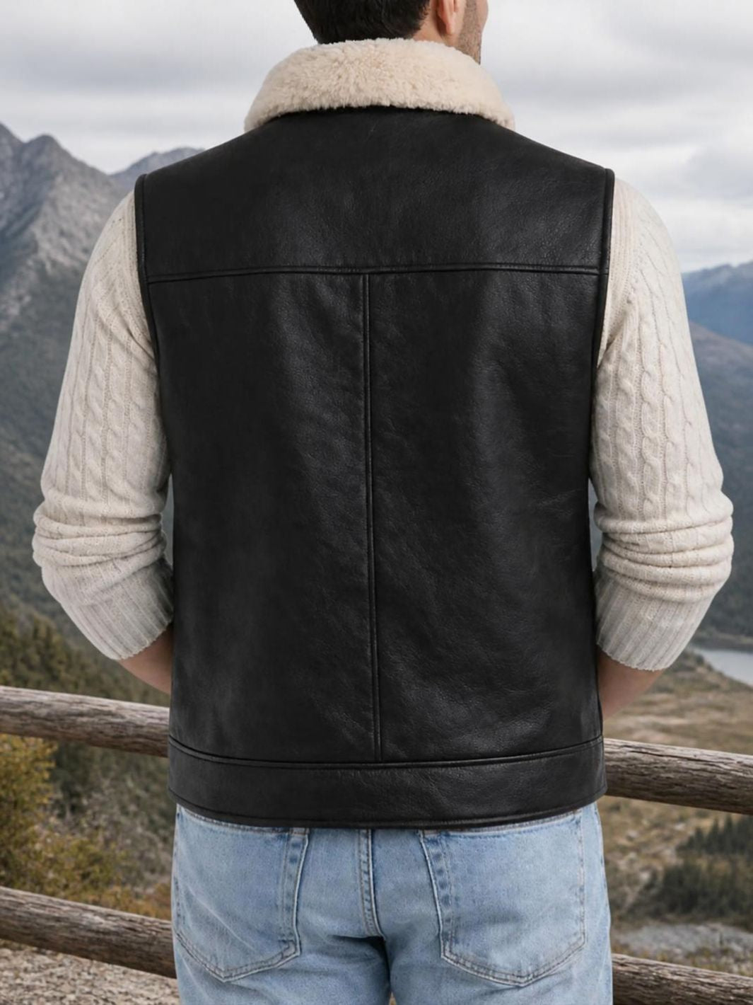 Leather Vest with Shearling Lining