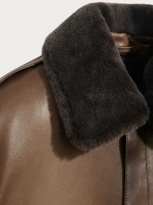 Fliegerjacke mit Lammfellkragen