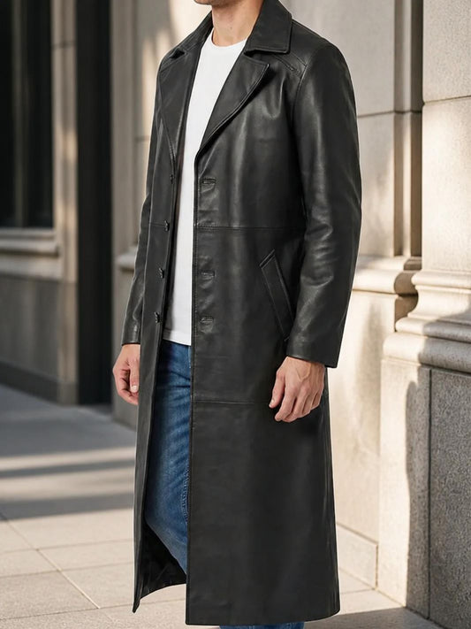 Men's Full-Length Leather Coat